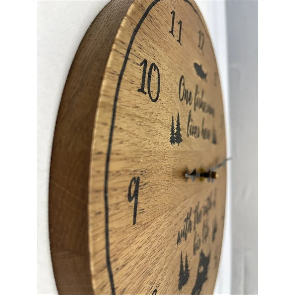 Vintage Wooden Fisherman Wall Clock 11.5